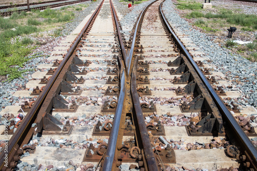 Iron rusty Railway tracks railroad for Trains