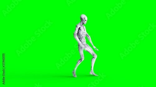 Funny alien dancing hip hop. Realistic motion and skin shaders. 4K green screen footage. photo