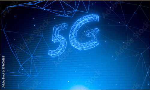 5G network digital hologram and internet  background.3D Rendering