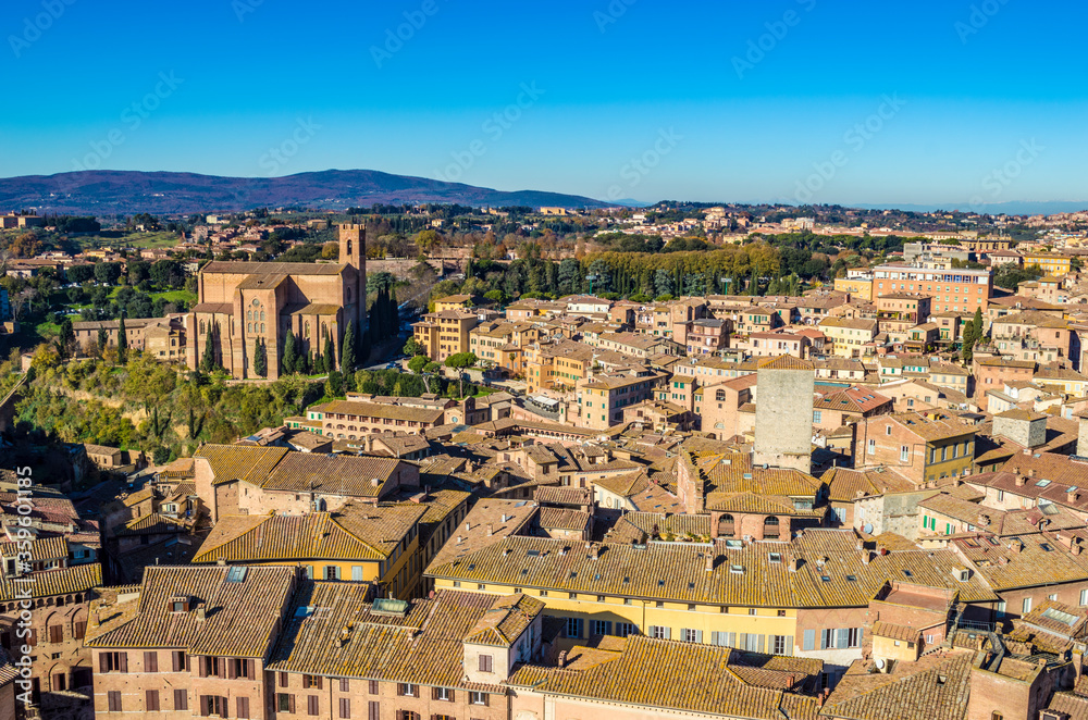 Siena cityscape at a sunny morning.