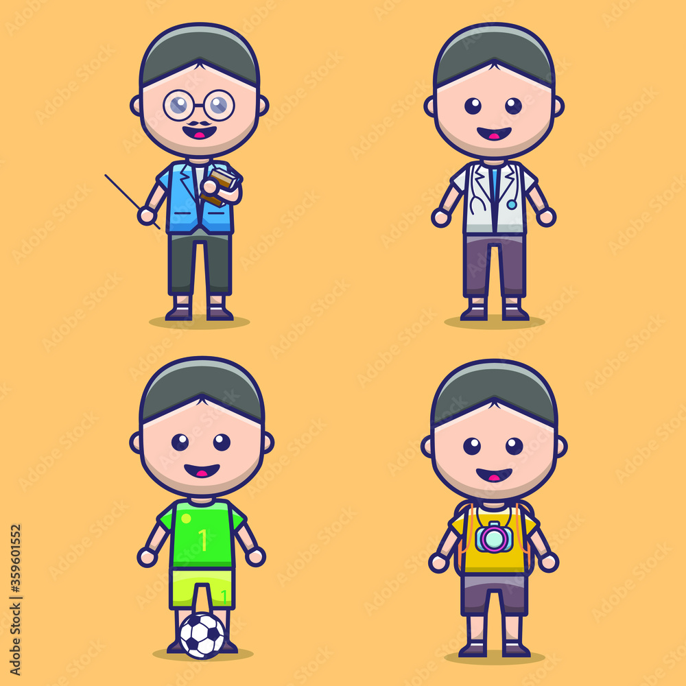 set cute cartoon people job vector illustration set cute cartoon people job vector illustration