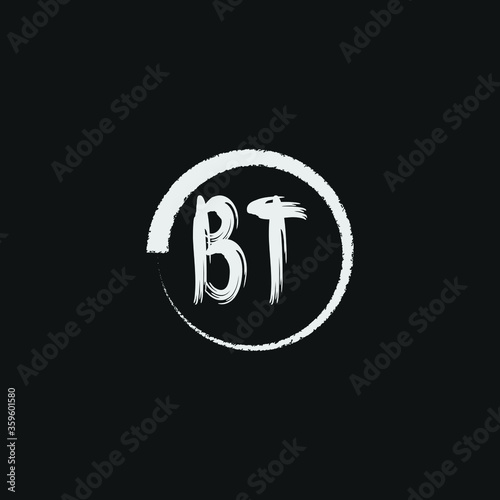 alphabet BT letter logo grunge brush logo icon design template 