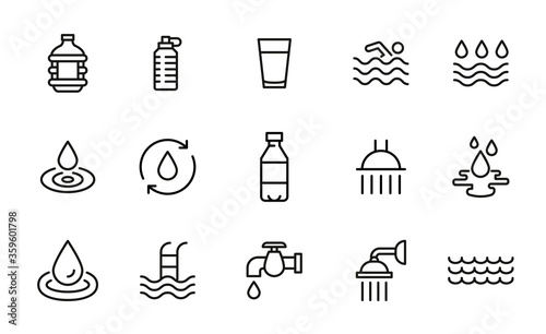 Premium set of water line icons.