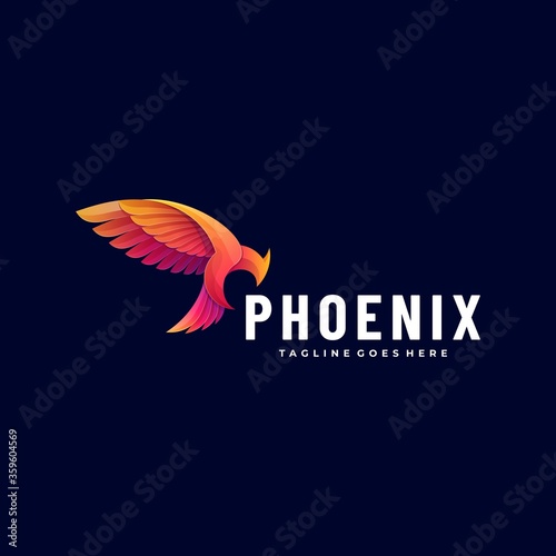 Vector Logo Illustration Phoenix Gradient Colorful Style.
