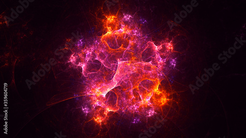 Fototapeta Naklejka Na Ścianę i Meble -  3D rendering abstract red fractal light background