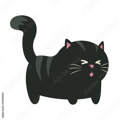 Black cat full body right view