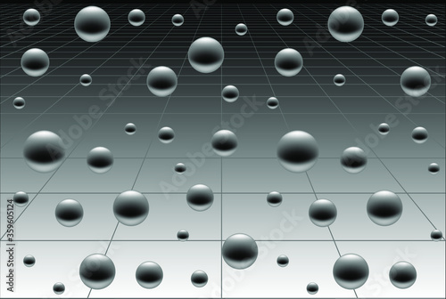 Vector illustration black and white abstract background horizontal ball falling on tile graphic design