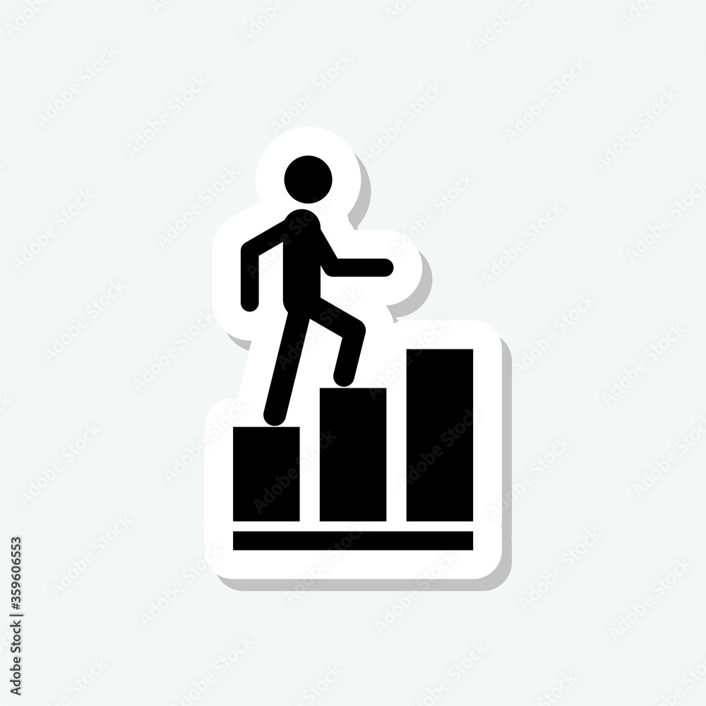 Businessmen Running up the Stairs to Success sticker icon isolated on gray background