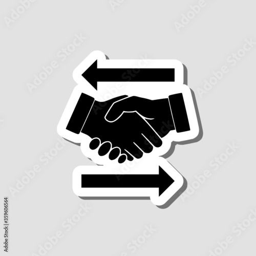 Business concept. Handshake sticker icon isolated on gray background