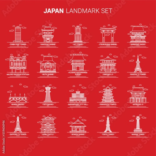 set of japan landmarks photo