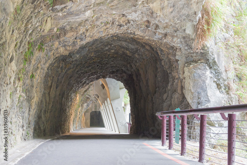 Jiuqudong (Tunnel of Nine Turns) at Taroko National Park. a famous tourist spot in Xiulin, Hualien, Taiwan. photo