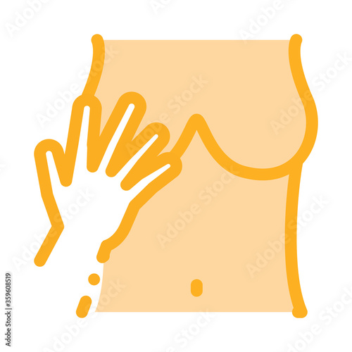 hand touching boobs icon vector. hand touching boobs sign. color symbol illustration