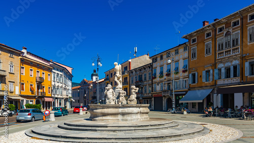 Victory Square with Neptune Fountain, Gorizia, Italy photo