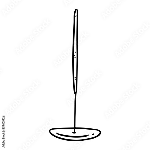 Incense stick hand drawn doodle. Vector isolated cartoon aromatic stick image. Smoking cleansing magical wiccan indigenous item