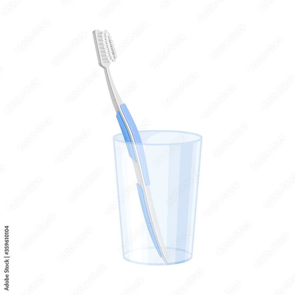 Toothbrush for Oral Hygiene Rested in Glass Vector Illustration Toothbrush for Oral Hygiene Rested in Glass Vector Illustration
