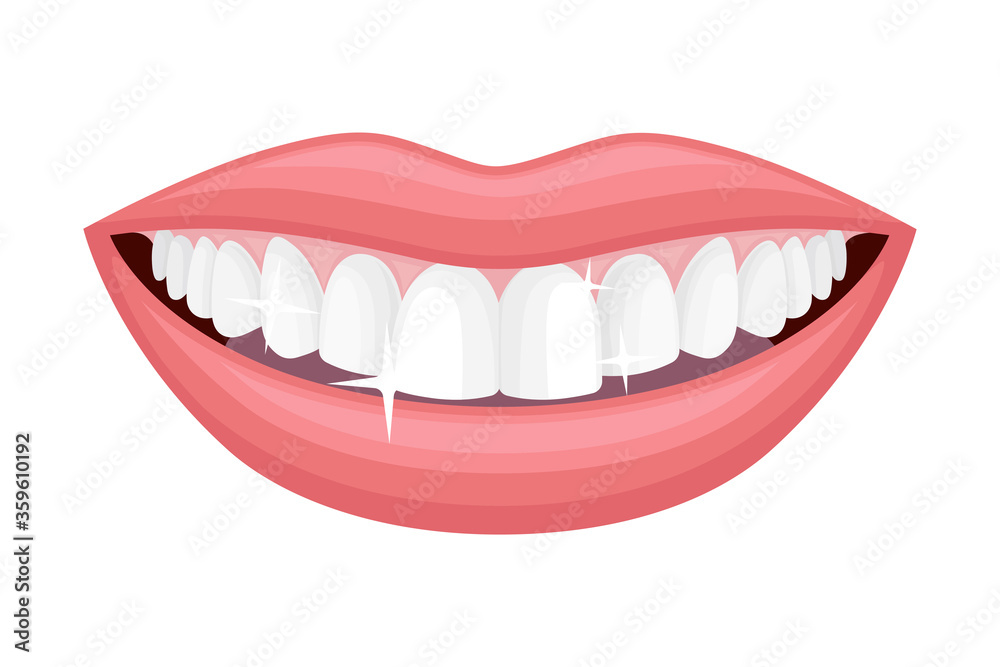 Smiling Mouth Showing White Healthy Teeth Vector Illustration Smiling Mouth Showing White Healthy Teeth Vector Illustration