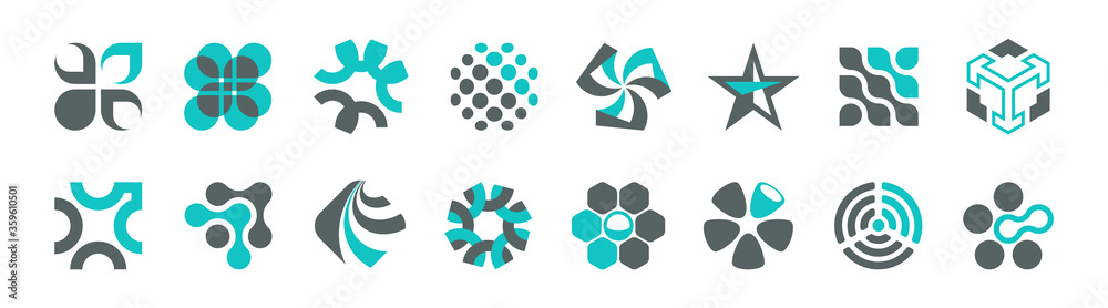 Abstract geometric graphic design element set for logo templates. Abstract geometric graphic design element set for logo templates.