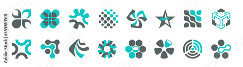 Abstract geometric graphic design element set for logo templates.