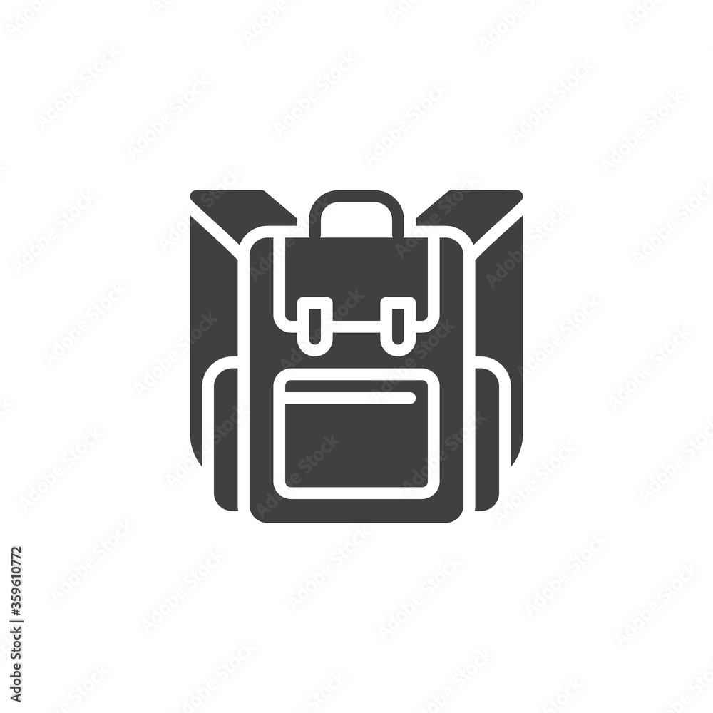 Knapsack, backpack vector icon. filled flat sign for mobile concept and web design. Hiking bag glyph icon. Symbol, logo illustration. Vector graphics Knapsack, backpack vector icon. filled flat sign for mobile concept and web design. Hiking bag glyph icon. Symbol, logo illustration. Vector graphics