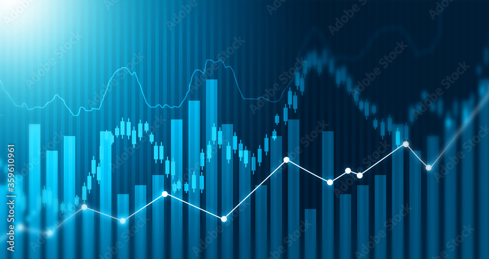 Digital stock market charts and diagrams. Digital illustration.