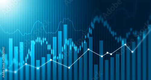 Digital stock market charts and diagrams. Digital illustration.