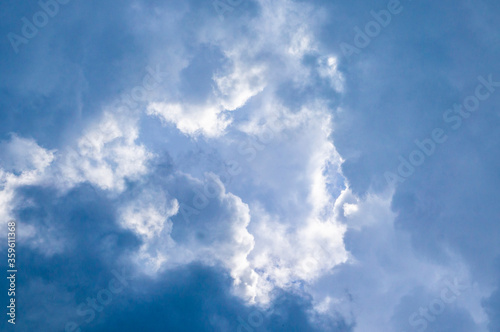 Blue sky with contrasting white clouds