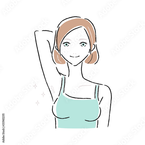 ワキをキレイに脱毛した女性のイラスト。