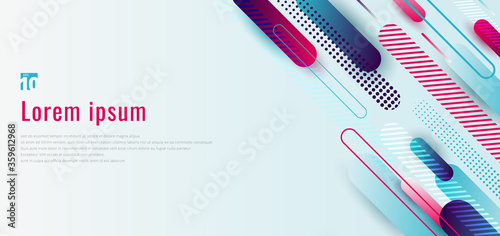 Banner web design template dynamic blue and pink geometric rounded line diagonal pattern stripes line elements on white background