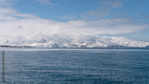 Lake of Van with snow and winter landscape  Van  Turkey