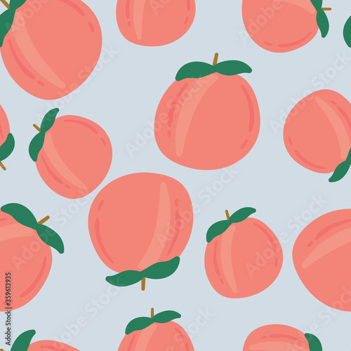 Fototapeta Naklejka Na Ścianę i Meble -  seamless pattern with hand drawn peach fruit. creative designs for fabric, wrapping, wallpaper, textile, apparel. vector illustration