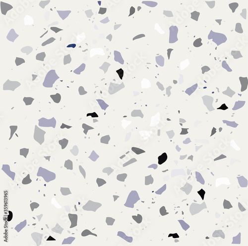Terrazzo seamless patterns marble rock floor stone texture. Print. Vector illustration