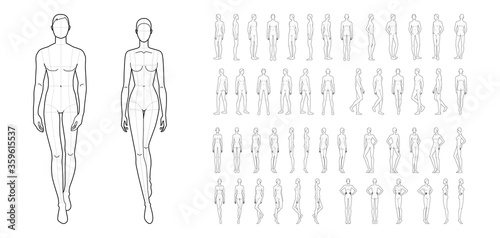 Fashion template of 50 men and women. Fototapeta