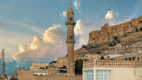 Minaret of Ulu Cami, also known as Great mosque of Mardin in old town Mardin, Turkey