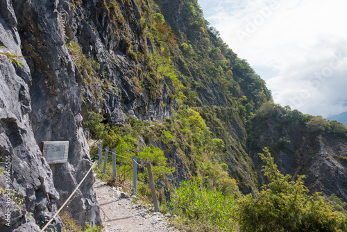 Zhuilu Cliff at Zhuilu Old Road in Taroko National Park, Xiulin, Hualien, Taiwan. photo