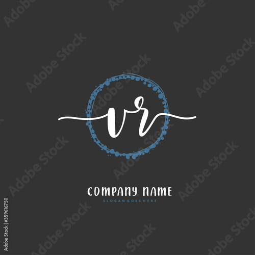 V R VR Initial handwriting and signature logo design with circle. Beautiful design handwritten logo for fashion, team, wedding, luxury logo.