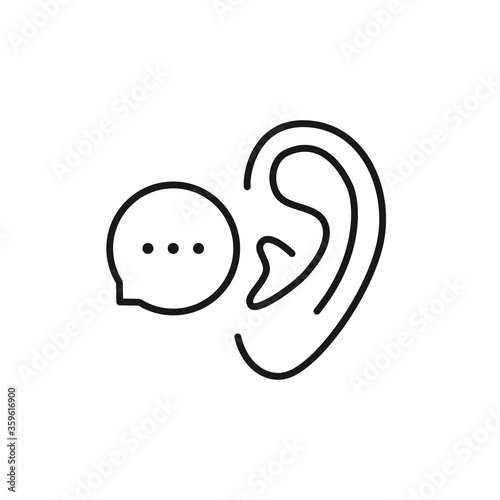 black linear bubble with ear like whisper