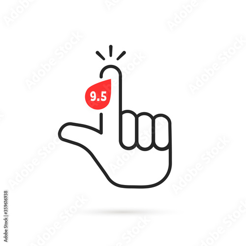 thin line forefinger with high glucose level