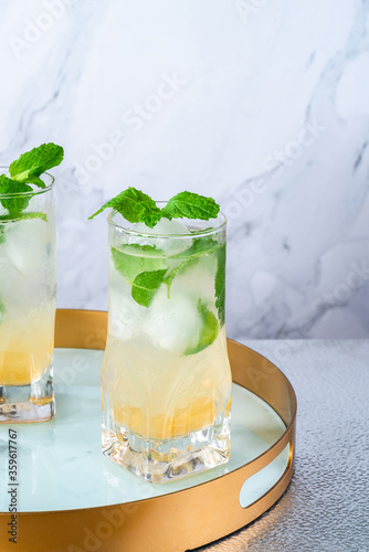Mint infused Bramley Apple gin cocktail with elderflower cordial