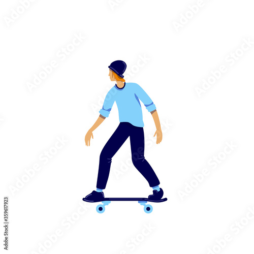 Skater flat color vector faceless character