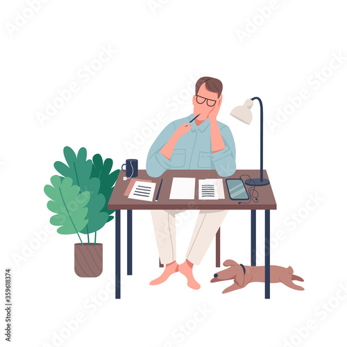 Freelance journalist flat color vector faceless character