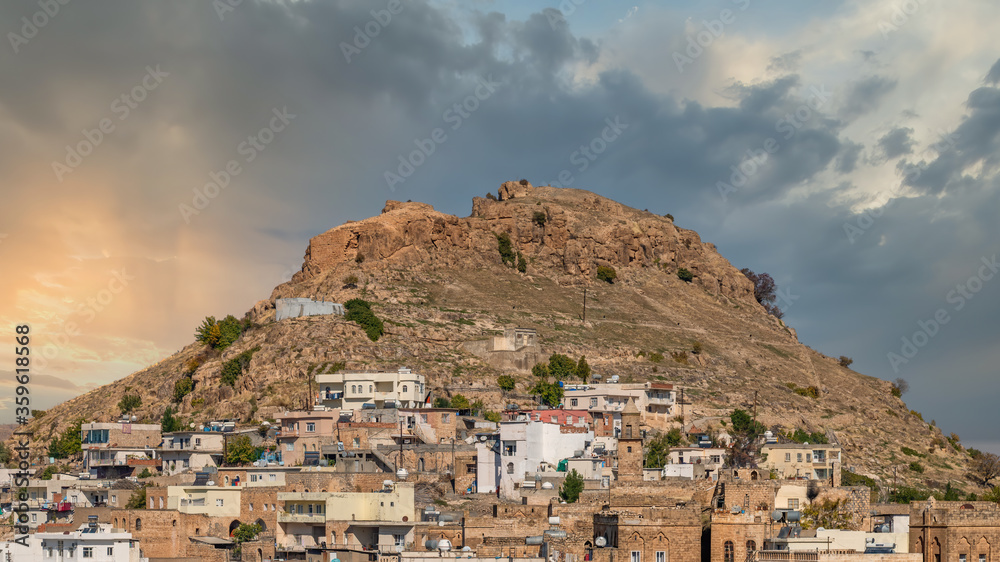 Town of Savur with old stone houses on a hill, Mardin, Turkey.