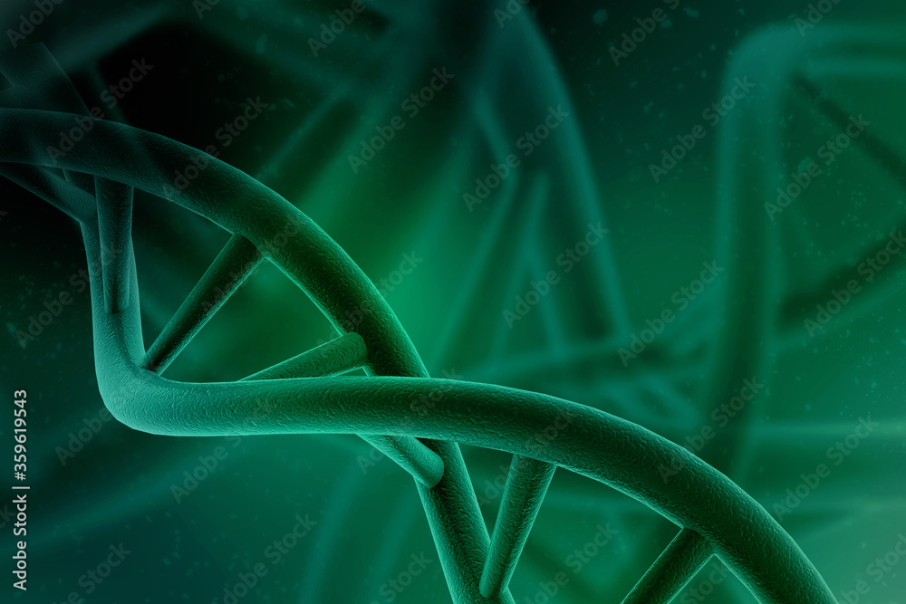 3d render of dna structure, abstract background