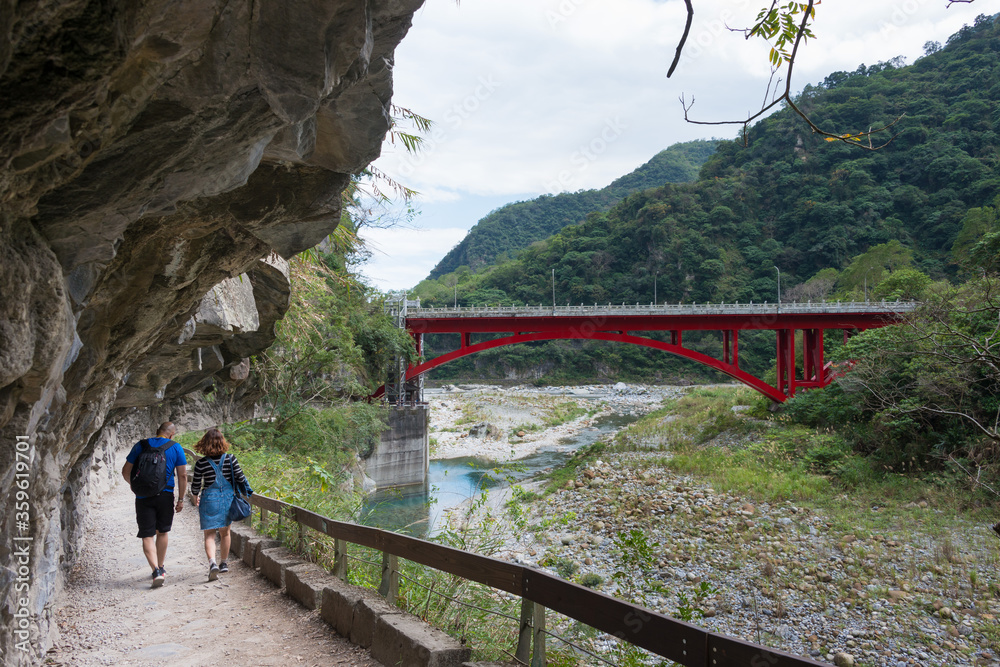 Shakadang Trail (Mysterious Valley Trail). a famous tourist spot in Taroko National Park, Xiulin, Hualien, Taiwan.