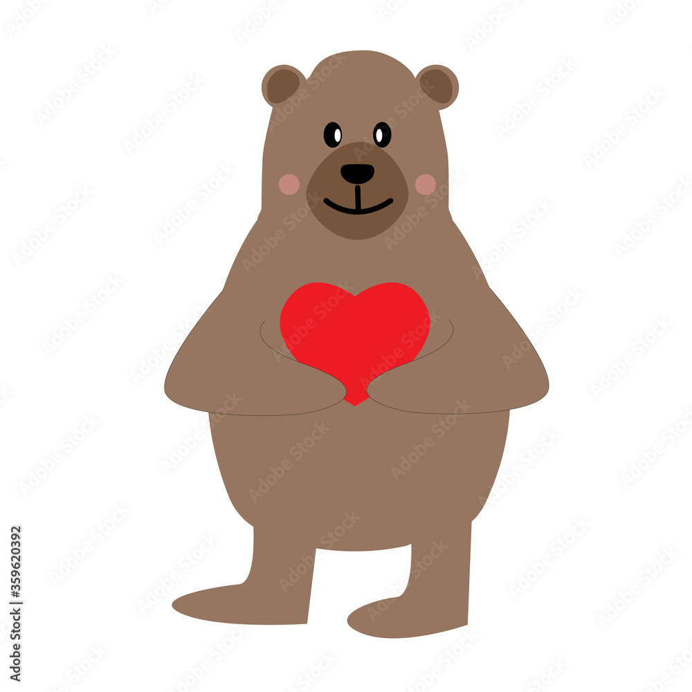 Φωτογραφία bear and heart logo. polar bear with love heart.