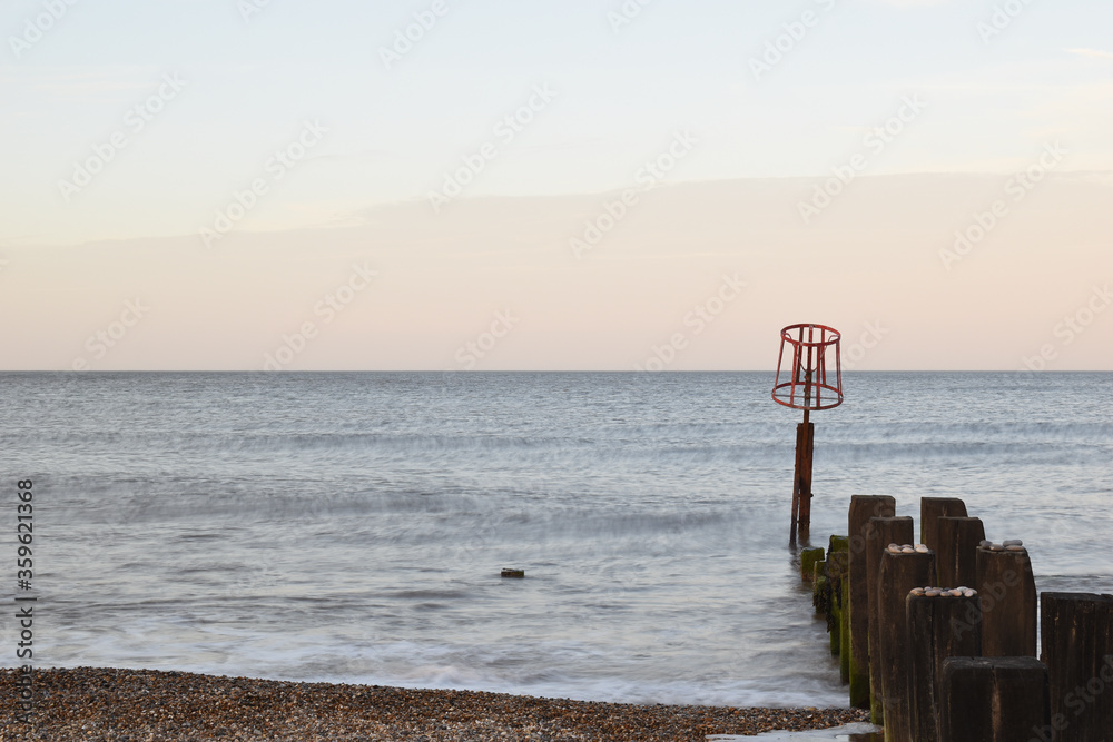 Sunset/dusk at Gorleston beach, Norfolk, UK