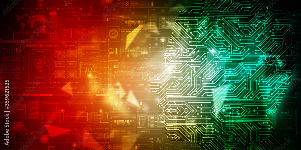 2d illustration Abstract futuristic electronic circuit technology background