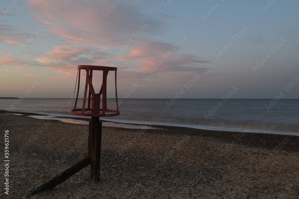 Sunset/dusk at Gorleston beach, Norfolk, UK
