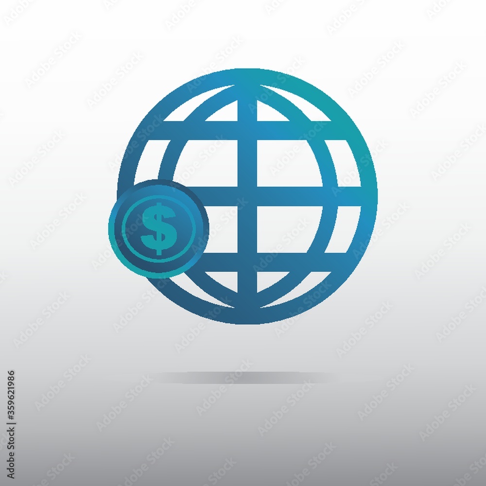 globe icon with dollar globe icon with dollar