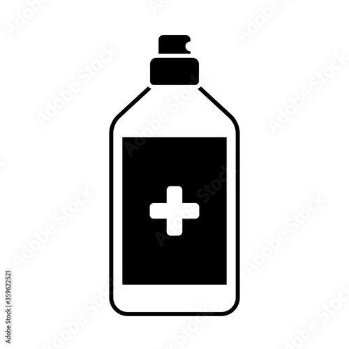 antiseptic in a bottle with a spray , silhouette style icon