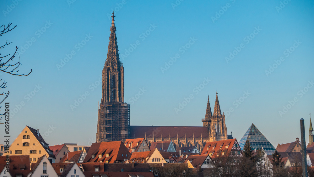 Panoramic picture of the famous cathedral in the German city of Ulm